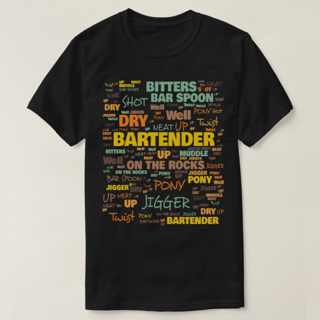 T-shirt Terminologie du barman Terme de barman couramment  (Design devant)
