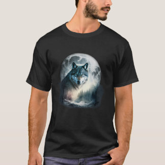 T-shirt Terrain de chasse au loup gris Forêt de lune d'Icy