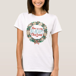 T-shirt Terre côtière de Noël Tropical Sea Shell Wreath -