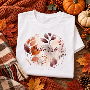 T-shirt Terre cuite et feuilles d'automne Bourgogne Boho