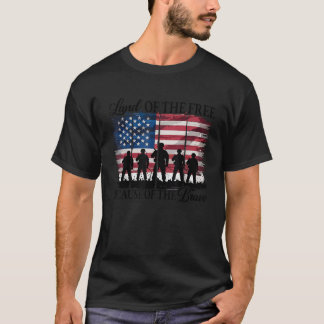 T-shirt Terre De La Liberté À Cause Du Brave Drapeau Améri