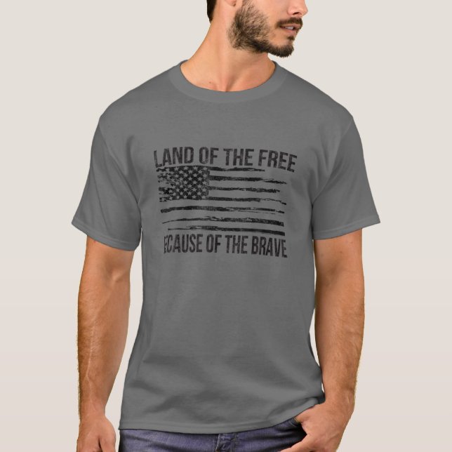 T-shirt Terre De La Liberté À Cause Du Courageux Patriotiq (Devant)