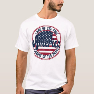 T-shirt Terre De L'Amérique Libre À Cause Du Courageux