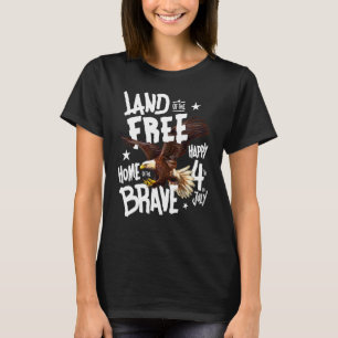 T-shirt Terre De Libres Maison Des Braves Joyeux 4 Juillet