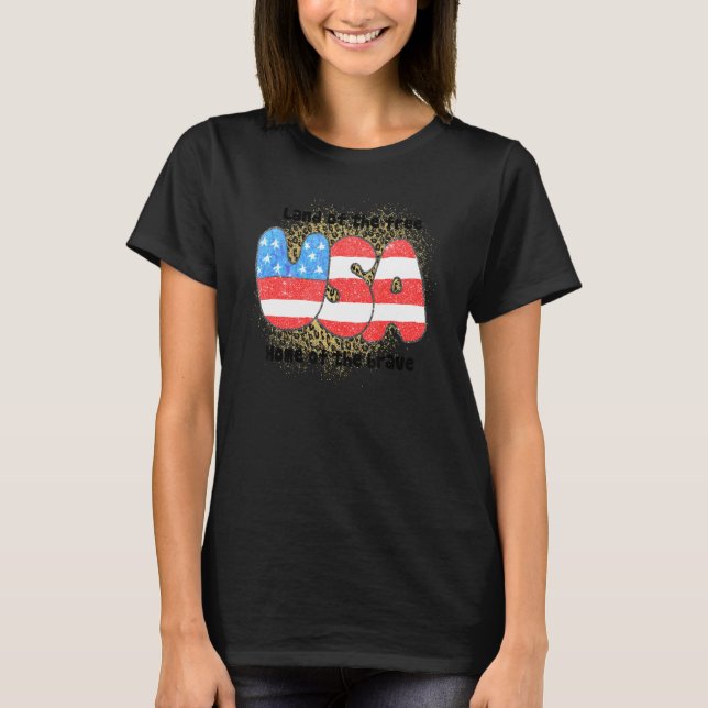 T-shirt Terre Du Drapeau Américain Léopard Libéré Des Etat (Devant)