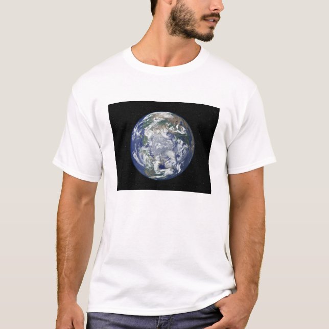 T-shirt Terre entièrement éclairée centrée sur le pôle Nor (Devant)
