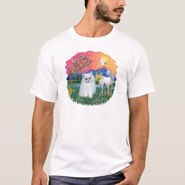 T-shirt Terre Fantastique (ff) - chaton persan (blanc) (Devant)