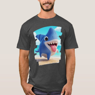 T-shirt Terre moitié chien mignon moitié requin fantaisist