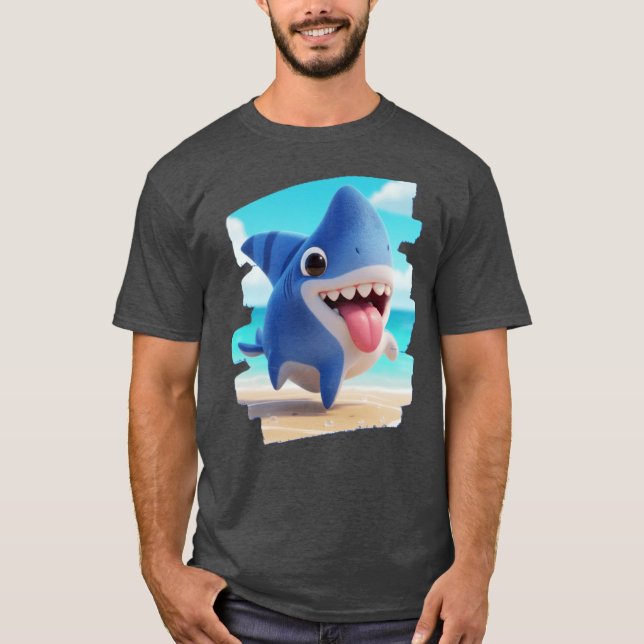 T-shirt Terre moitié chien mignon moitié requin fantaisist (Devant)