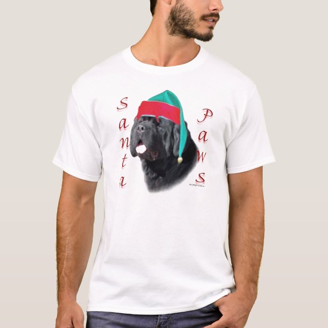 T-shirt Terre-Neuve (noir) Père Noël Paws (Devant)