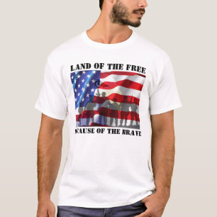 T-shirt Terre Patriotique Des Libres Grâce Aux Braves