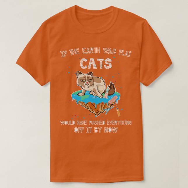 T-shirt Terre plate Chat Funny Kitten Univers Space SciFi  (Design devant)