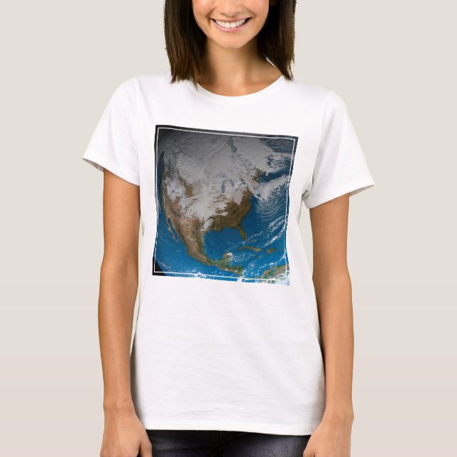 T-shirt Terre Pleine Avec Des Nuages Simulés Sur L'Amériqu (Devant)