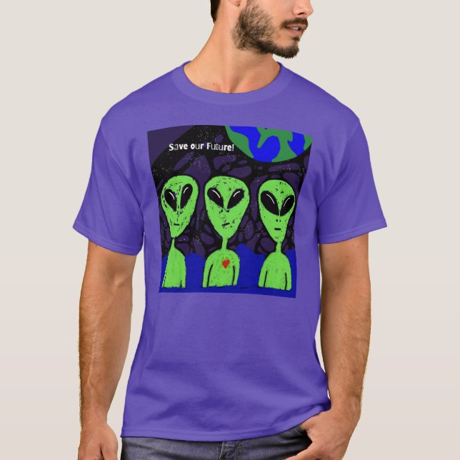 T-shirt Terre spatiale Alien UFO Martian (Devant)