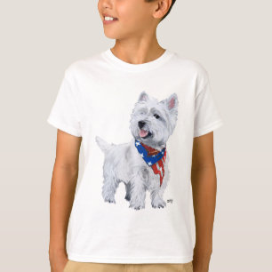T-shirt Terrier Blanc de l'Ouest Highland Patriotique
