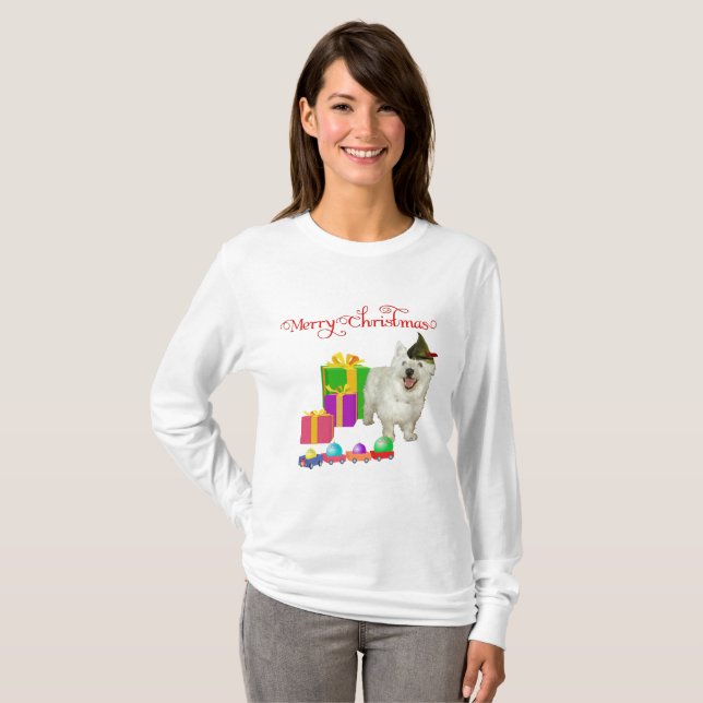 T-shirt Terrier Blanc de West Highland Elf de Noël (Devant entier)