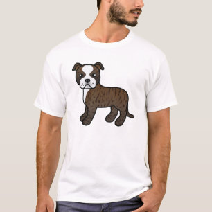T-shirt Terrier Bull Staffordshire Bringé Et Blanc Chien