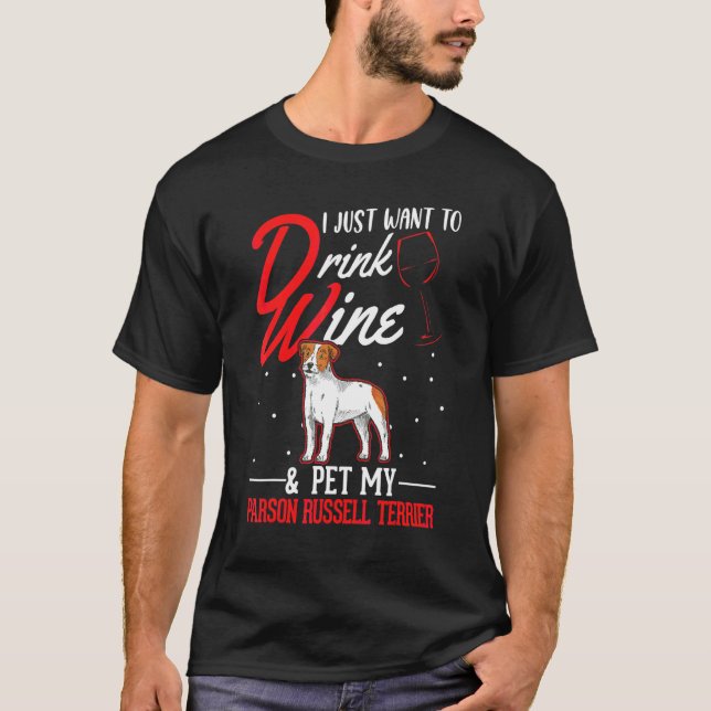 T-shirt Terrier de Parson Russell et vin (Devant)