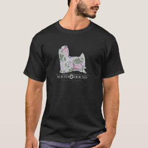 T-shirt Térrier du Yorkshire Chien Fleur de Sauge Rose Fon
