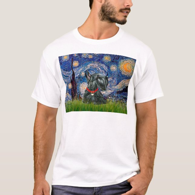 T-shirt Térrier écossais 12c -Nuit étoilée (Devant)