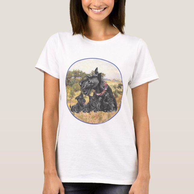 T-shirt Terrier Écossais et chiots (Devant)