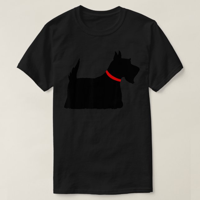 T-shirt Terrier écossais noir avec collier rouge Scottie D (Design devant)