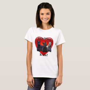 T-shirt Térrier écossais noir/roux, Règle, cœur rouge