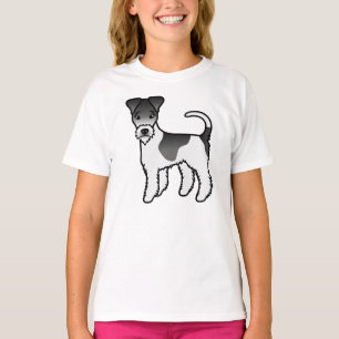 T-shirt Terrier Fox à fil blanc et noir Chien de dessin an