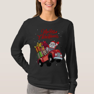 T-shirt Terrier Pitbull Américain Avec Père Noël En Rouge