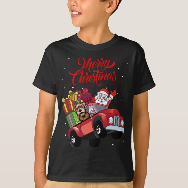 T-shirt Terrier Routé Avec Le Père Noël À Re (Devant)