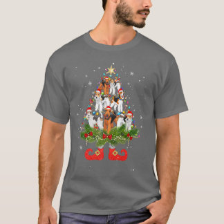 T-shirt Terrier sapin de Noël éclat joli Santa Hat Chien L