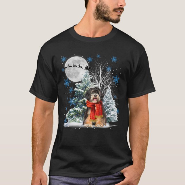 T-shirt Terrier tibétain sous la neige clair de lune Paj N (Devant)