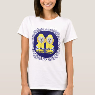 T-shirt Terriers blancs de West Highland sous la pluie