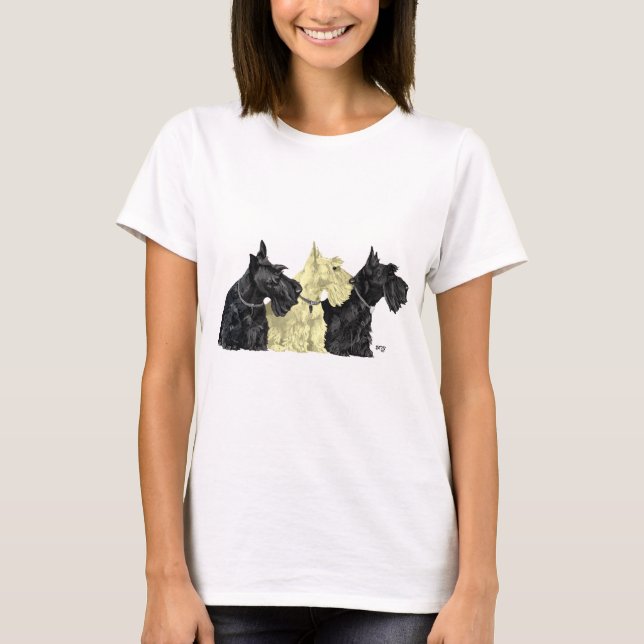 T-shirt Térriers écossais noirs et froment (Devant)