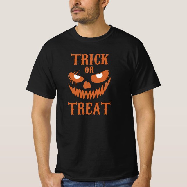 T-shirt Terrifiant Halloween Face Trick Treat Dark Éffraya (Devant)