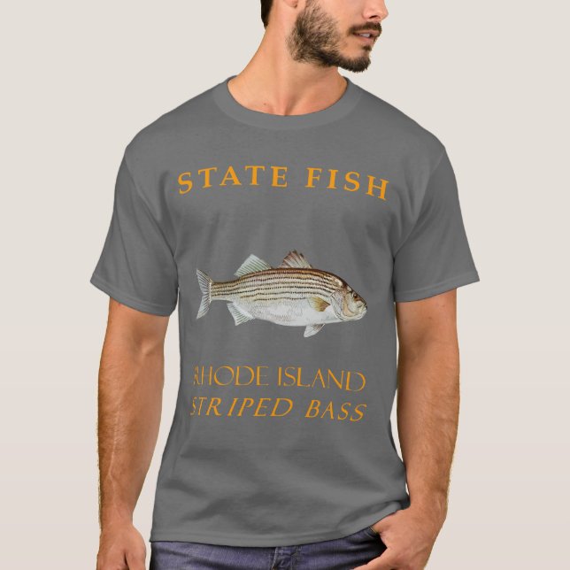 T-shirt Territoire de Rhode Island Poisson Le Bar Rayé (Devant)