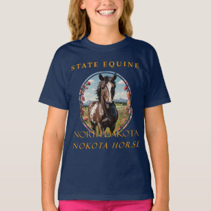 T-shirt Territoire du Dakota du Nord Cheval Le Nokota