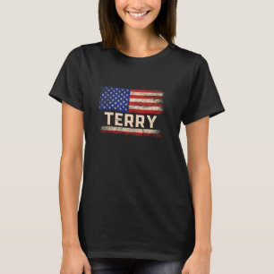 T-shirt Terry Prénom Chemise Terry Nom Drapeau américain