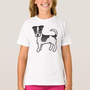 T-shirt Tervier Jack Russell à poil dur noir et blanc