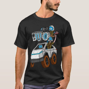 T-shirt Tesla Cybertruck Rebels. Cartoon électrique blindé