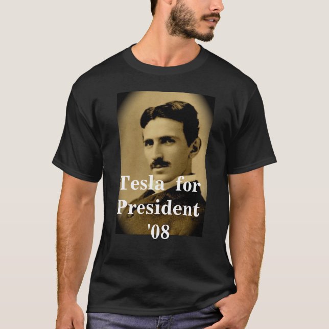 T-shirt Tesla pour le président '08 - obscurité (Devant)