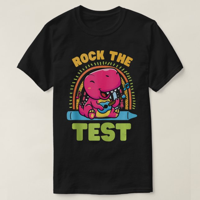 T-shirt Test Day Rock Le Test Cute Funny Dinosaur Guitare (Design devant)