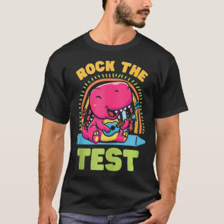 T-shirt Test Day Rock Le Test Cute Funny Dinosaur Guitare
