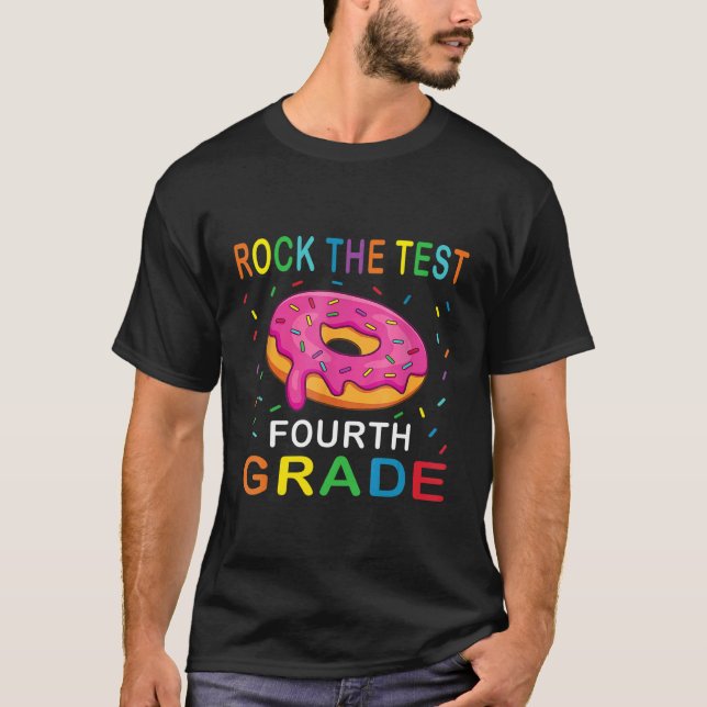 T-shirt Test Day Rock The Test Quart Enseignant Donut de 4 (Devant)