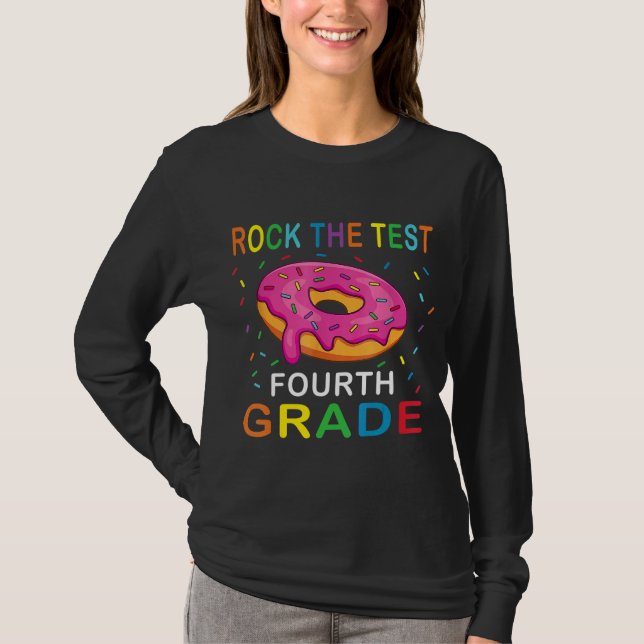T-shirt Test Day Rock The Test Quart Enseignant Donut de 4 (Devant)