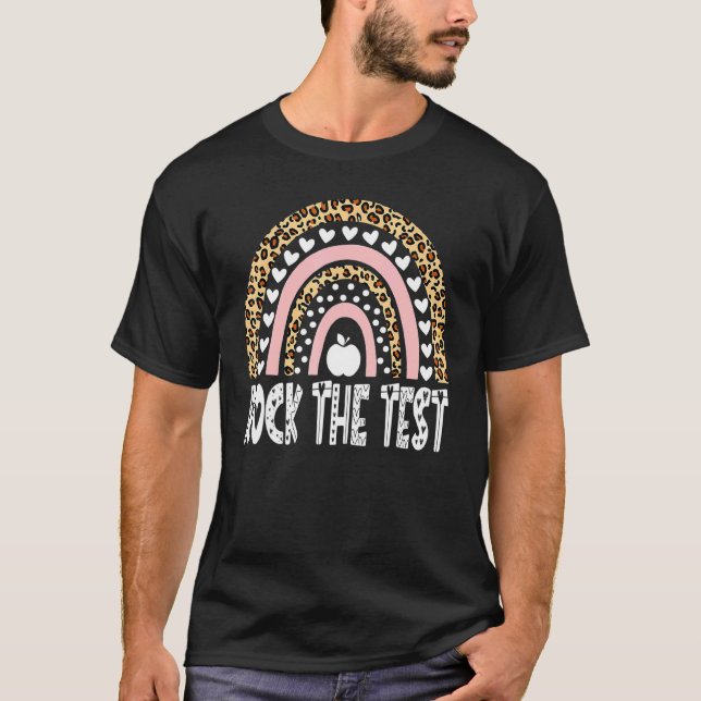 T-shirt Test Day Rock The Test Teacher Test Day Rainbow (Devant)