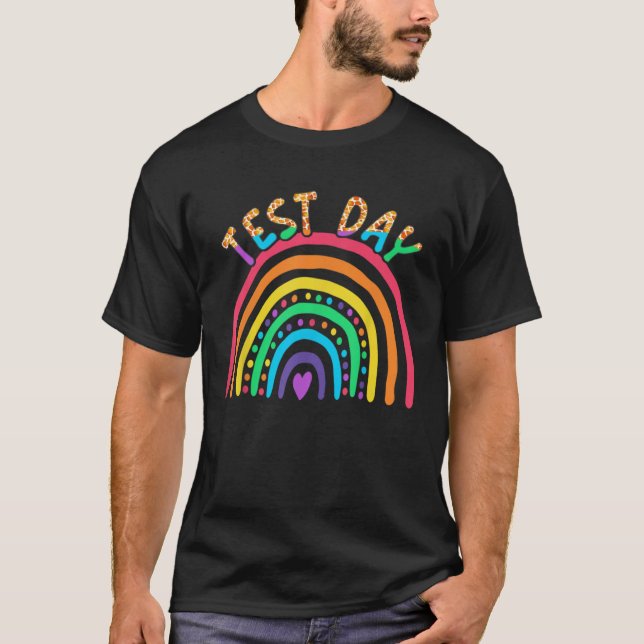 T-shirt Test Day Rock The Test Teacher Test Day Rainbow (Devant)