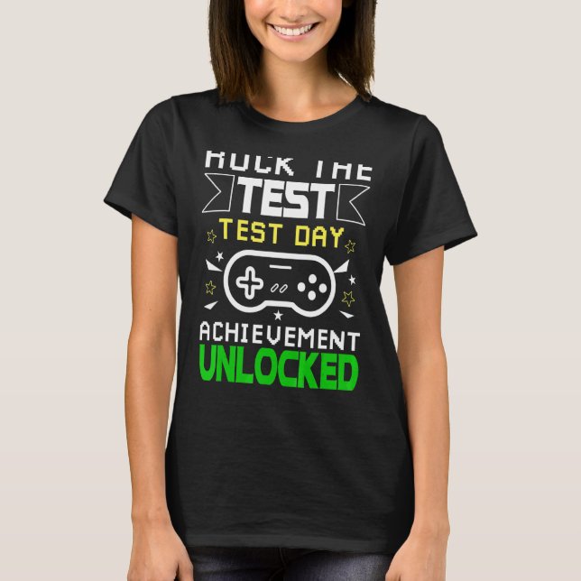 T-shirt Test Day Rock The Test Teacher Test Day Rainbow (Devant)