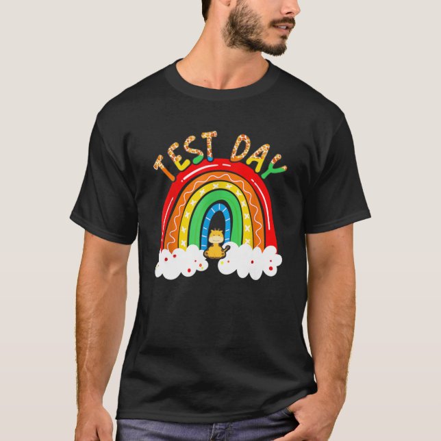 T-shirt Test Day Rock The Test Teacher Test Day Rainbow (Devant)