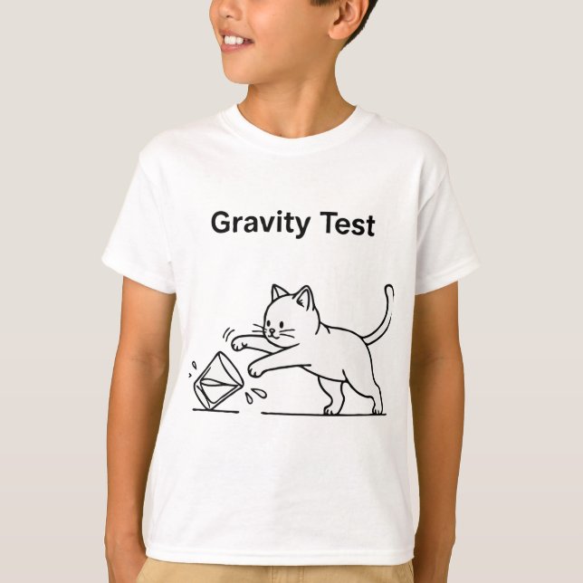 T-shirt Test de gravité avec un chat drôle | Science migno (Devant)